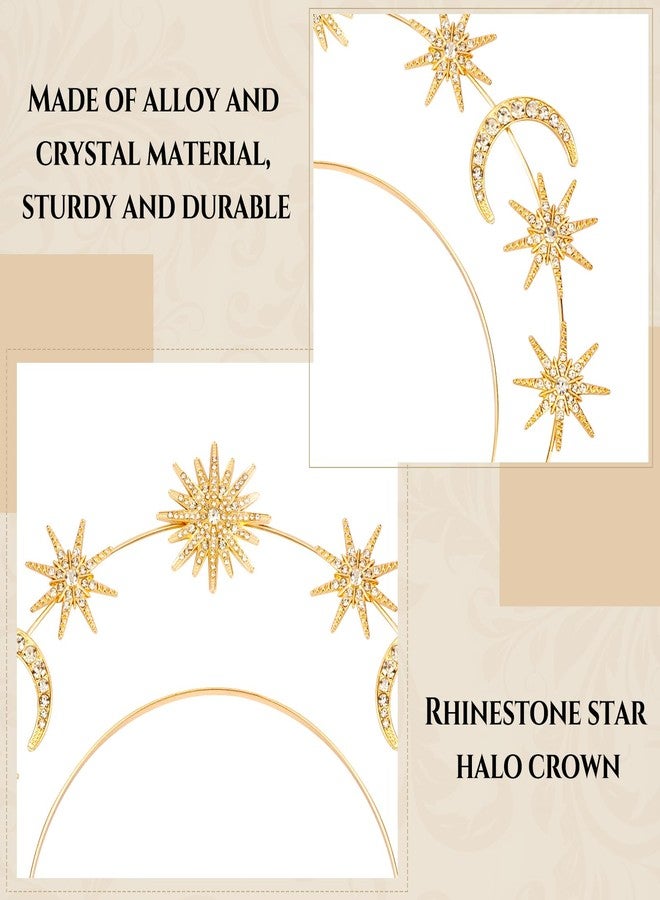Vovii Halo Crown Headband Goddess Headpiece with Star Moon Design for Women, Celestial Headband Sun Crown for Hair Accessories Prom Costume (Gold) - Image 4